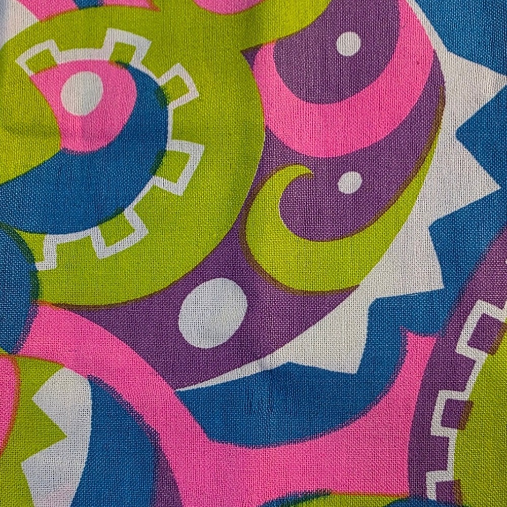 Duck Cloth Fabric Pink Green Blue Psychedelic Abstract 42in x 3/4yd